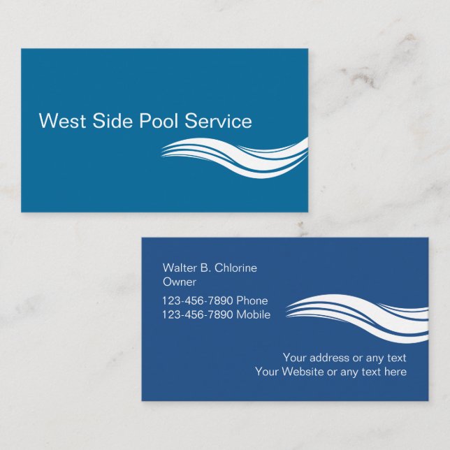 Tarjetas de presentación de servicio de piscinas (Anverso / Reverso)