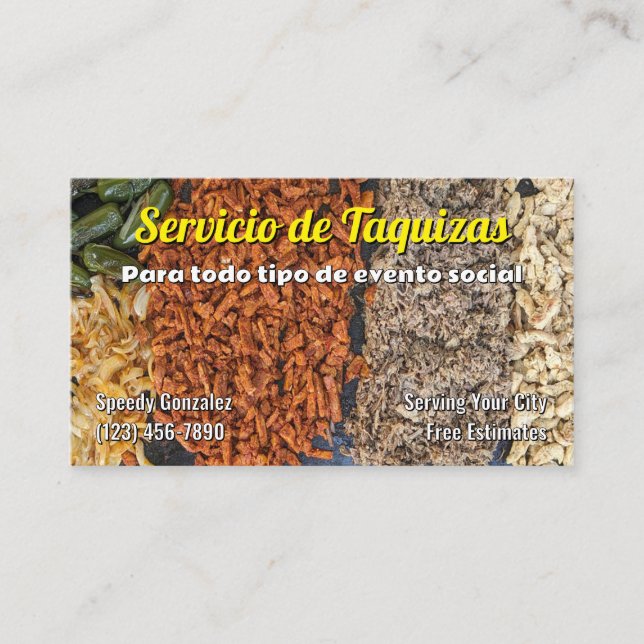 Tarjetas de presentación de servicio de tacos (Anverso)