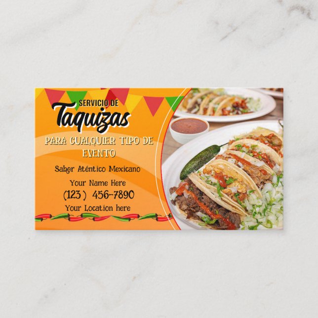 Tarjetas de presentación de servicio de tacos (Anverso)