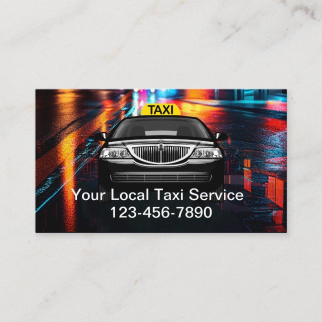 Tarjetas de presentación de servicio de taxi local (Anverso)