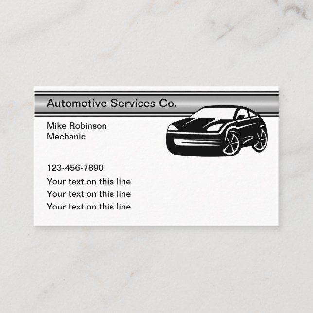 Tarjetas de presentación de servicios automotrices (Anverso)