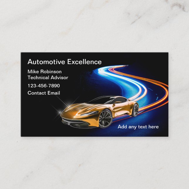Tarjetas de presentación de servicios automotrices (Anverso)