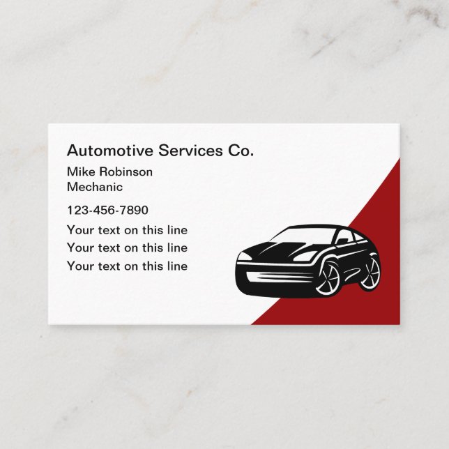 Tarjetas de presentación de servicios automotrices (Anverso)