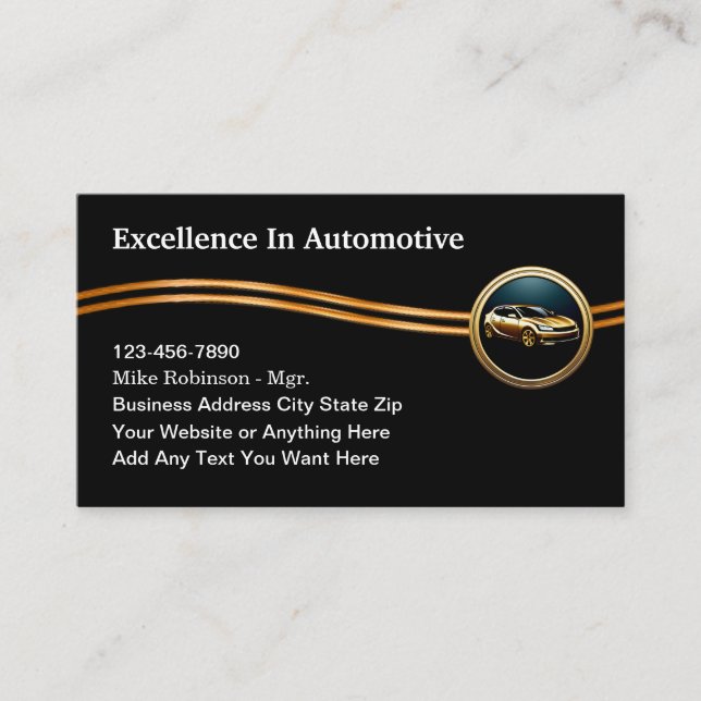 Tarjetas de presentación de servicios automotrices (Anverso)