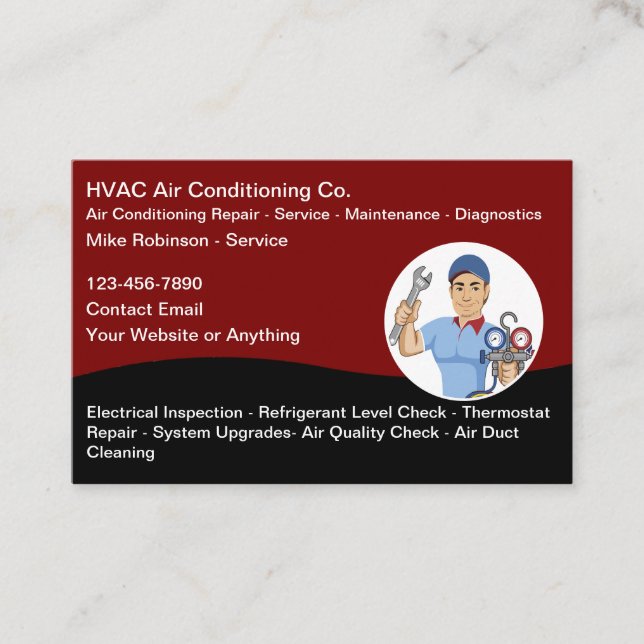 Tarjetas de presentación de servicios de aire acon (Anverso)