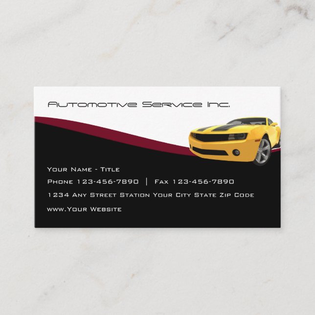 Tarjetas de presentación de servicios de automóvil (Anverso)