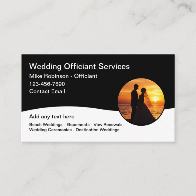 Tarjetas de presentación de servicios de bodas en  (Anverso)