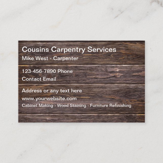 Tarjetas de presentación de servicios de carpinter (Anverso)