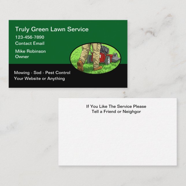 Tarjetas de presentación de servicios de césped si (Anverso / Reverso)