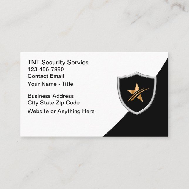 Tarjetas de presentación de servicios de seguridad (Anverso)