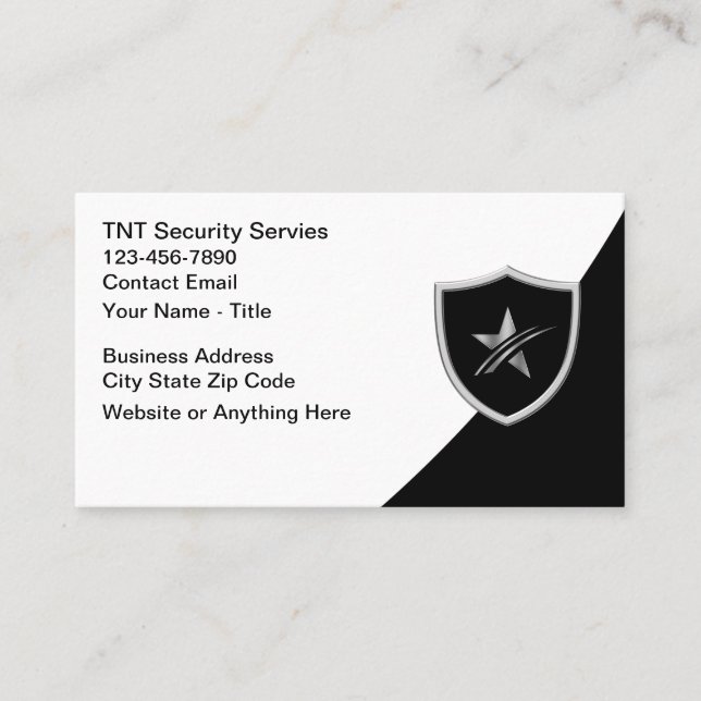Tarjetas de presentación de servicios de seguridad (Anverso)