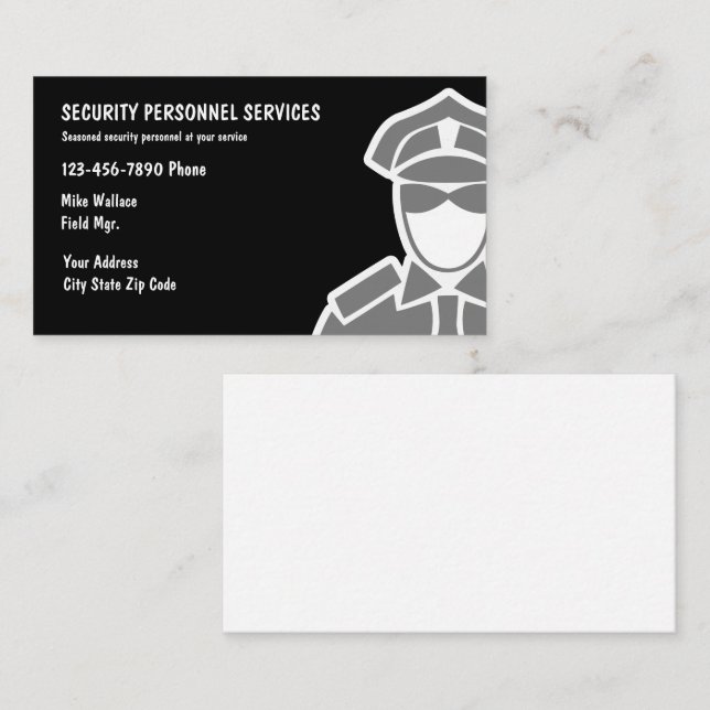 Tarjetas de presentación de servicios de seguridad (Anverso / Reverso)