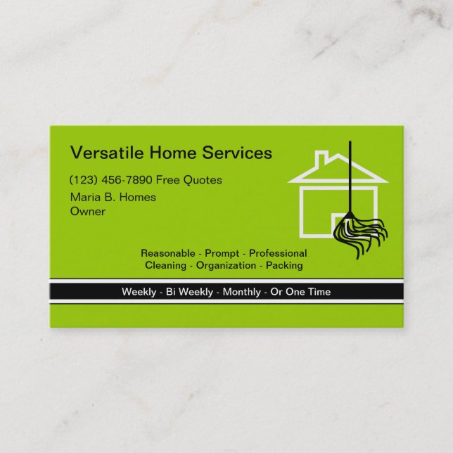 Tarjetas de presentación de servicios domésticos (Anverso)
