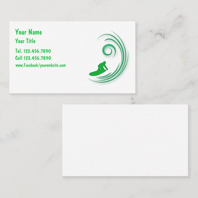 Tarjetas de Presentación de Surf (Anverso / Reverso)