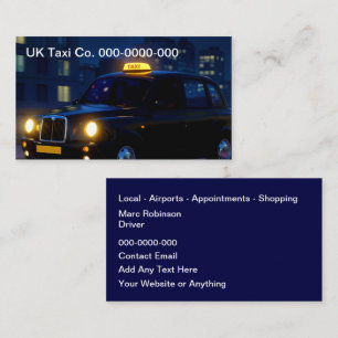 Tarjetas de presentación de taxis de Londres Reino