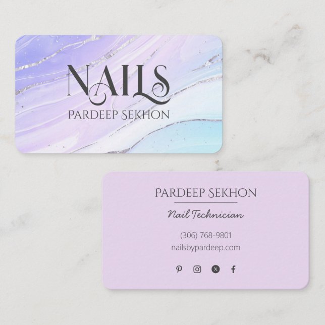Tarjetas de presentación de tecnología de uñas de  (Anverso / Reverso)