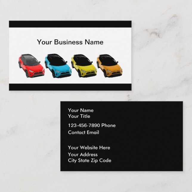 Tarjetas de presentación de tema automotriz diseño (Anverso / Reverso)