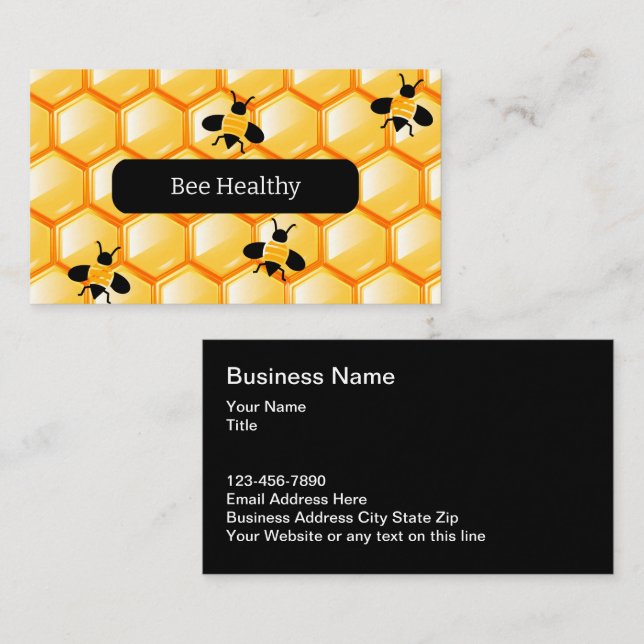 Tarjetas de presentación de tema de miel de abeja (Anverso / Reverso)