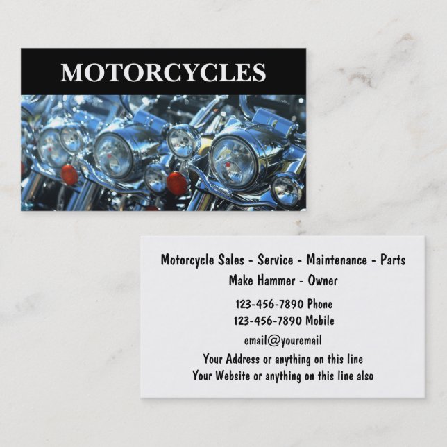 Tarjetas de presentación de temática de motociclet (Anverso / Reverso)