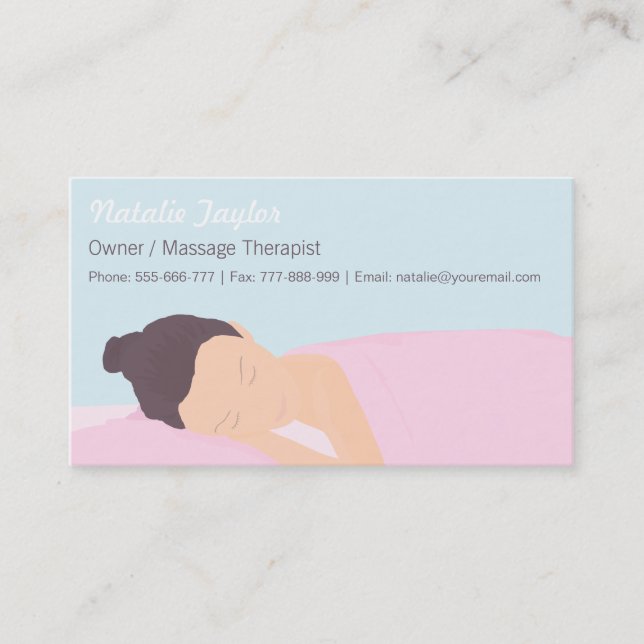 Tarjetas de presentación de terapeuta de masajes d (Anverso)