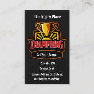 Tarjetas de presentación de tienda de trofeos y pr