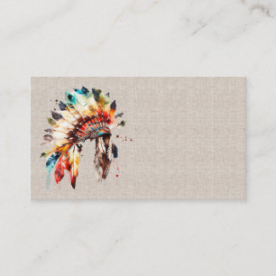 Tarjetas de presentación de tocado de nativo ameri