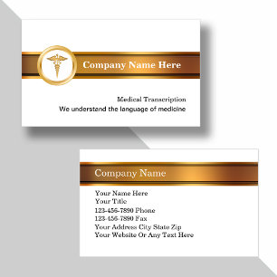 Tarjetas de presentación de transcripción médica