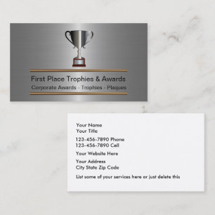 Tarjetas de presentación de trofeos y premios