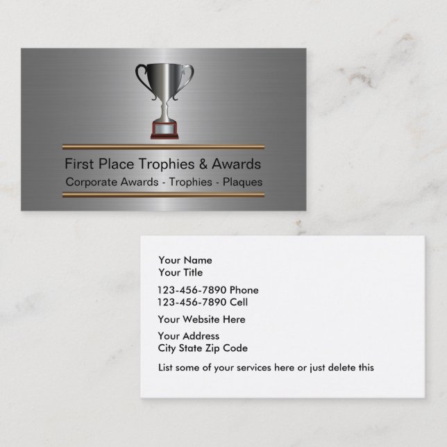 Tarjetas de presentación de trofeos y premios (Anverso / Reverso)