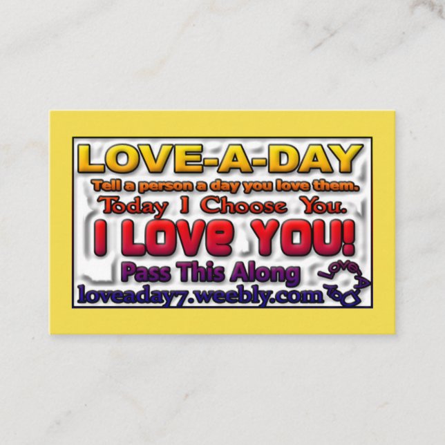 Tarjetas de presentación de un amor al día (Anverso)