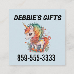 TARJETAS DE PRESENTACIÓN DE UNICORNIO CUADRADO