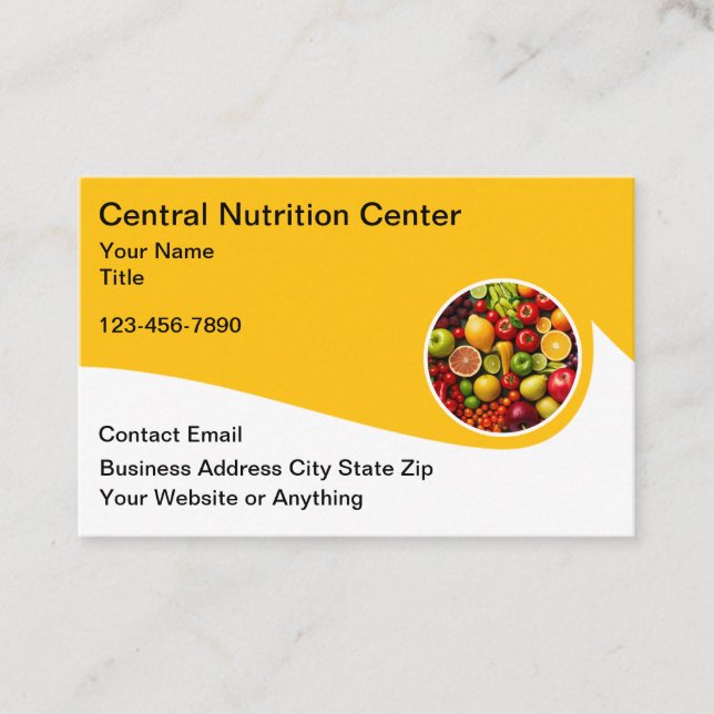 Tarjetas de presentación del Centro de Dieta y Nut (Anverso)