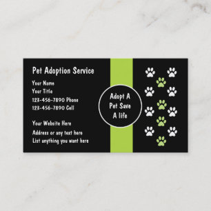 Tarjetas de presentación del servicio de adopción 