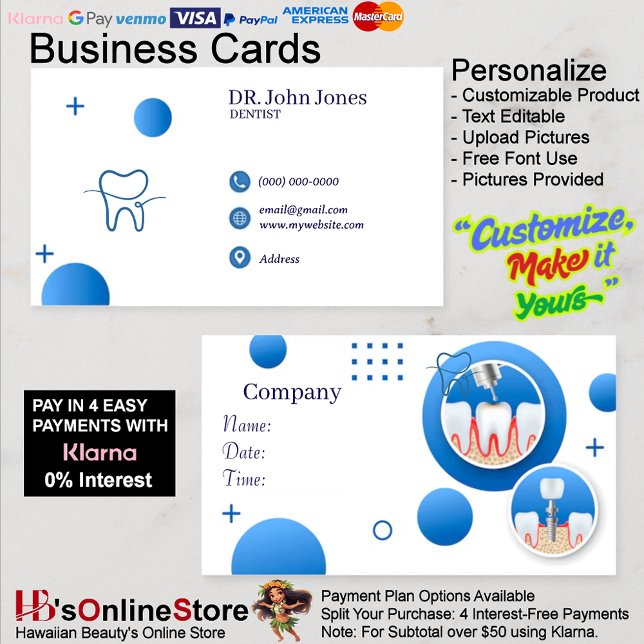 Tarjetas de presentación Dentist Teeth 46 Paquete  (Dentist Teeth Business Cards 46 Pack of 100.
)