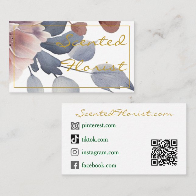 Tarjetas de Presentación - Diseño Florista Dorado (Anverso / Reverso)