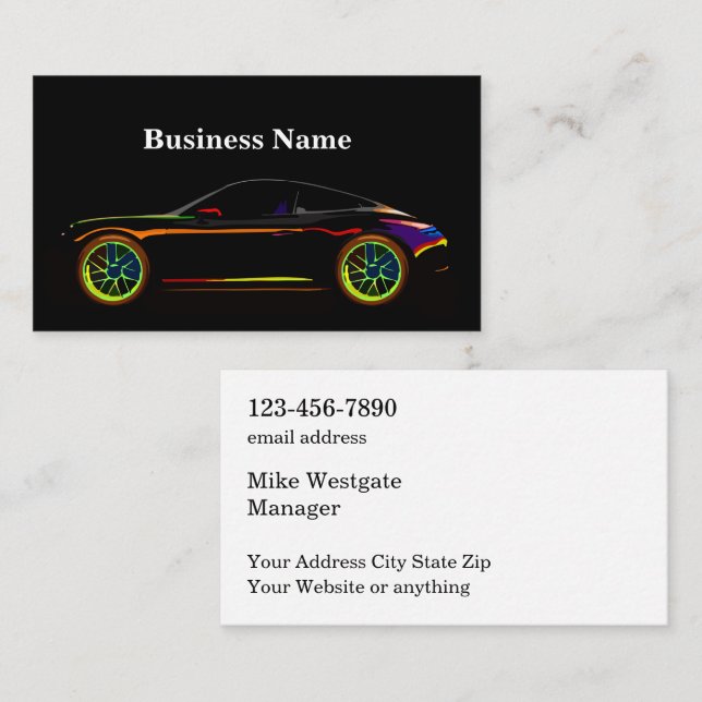 Tarjetas de presentación dobles automotrices (Anverso / Reverso)