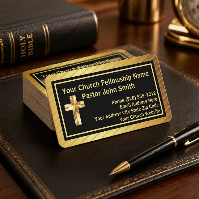Tarjetas de presentación doradas y negras elegante (Please Note: the foil in this image is simulated, no metal is used. (Select rounded corner option))