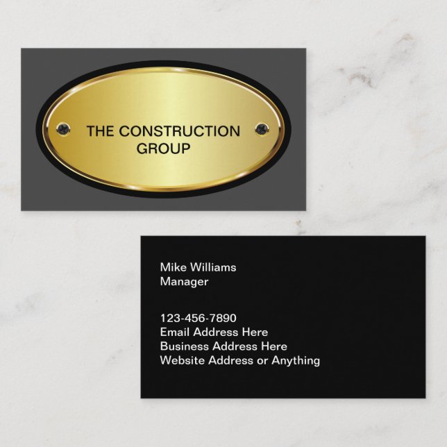 Tarjetas de presentación editables de construcción (Anverso / Reverso)