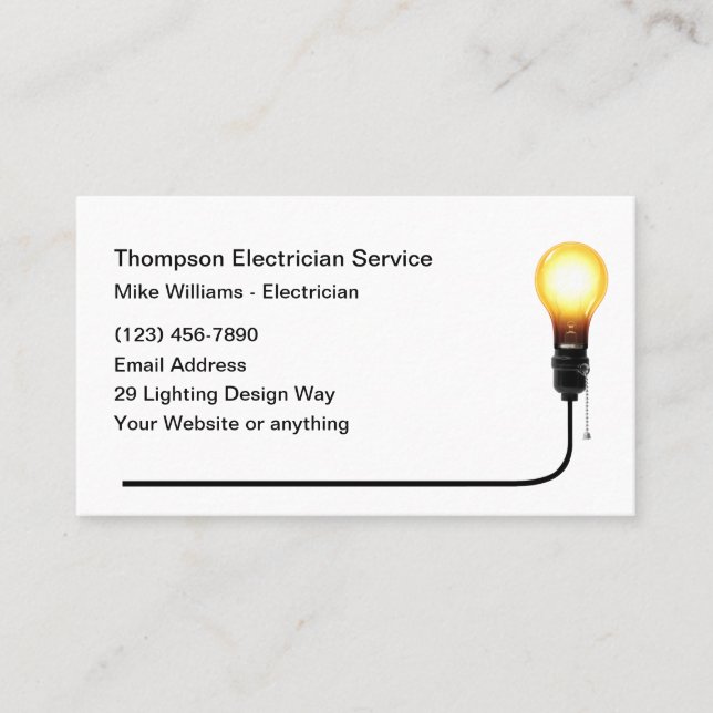 Tarjetas de presentación editables de electricista (Anverso)
