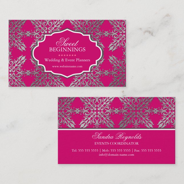 Tarjetas de presentación elegantes de damasco (Anverso / Reverso)