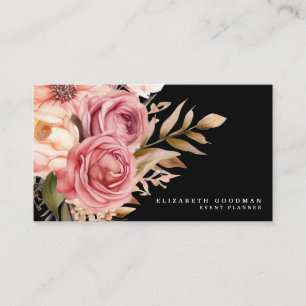 Tarjetas de presentación elegantes rosa y negro