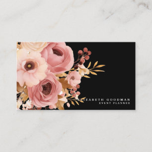 Tarjetas de presentación elegantes rosa y negro
