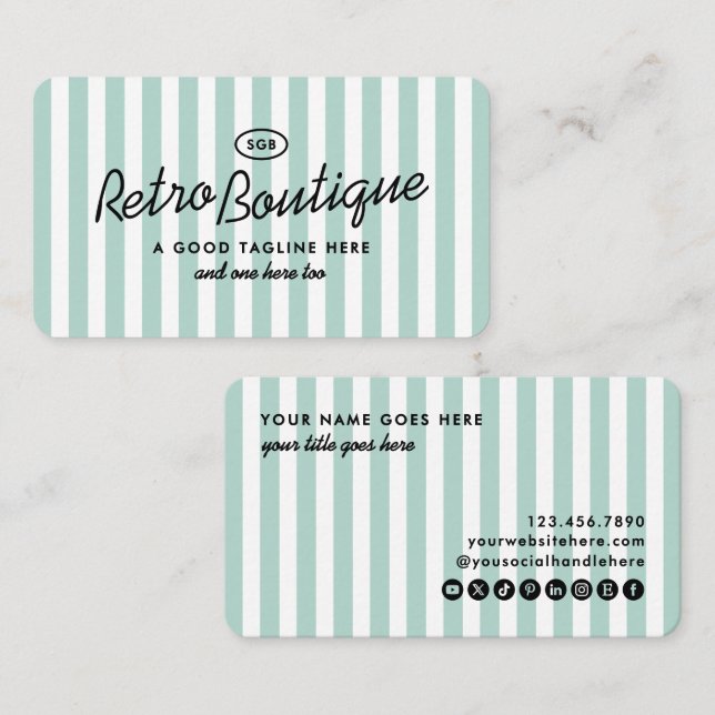 Tarjetas de presentación estándar a rayas costeras (Anverso / Reverso)
