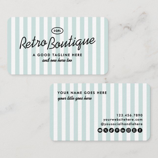 Tarjetas de presentación estándar a rayas costeras (Anverso / Reverso)