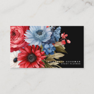 Tarjetas de presentación florales de bandera estad