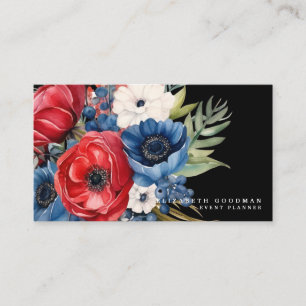 Tarjetas de presentación florales de bandera estad