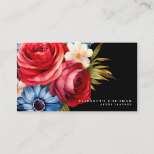 Tarjetas de presentación florales de bandera estad