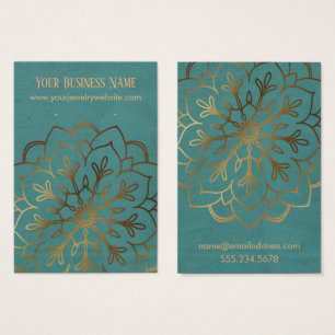 Tarjetas de presentación Gold Mandala y Verde azul