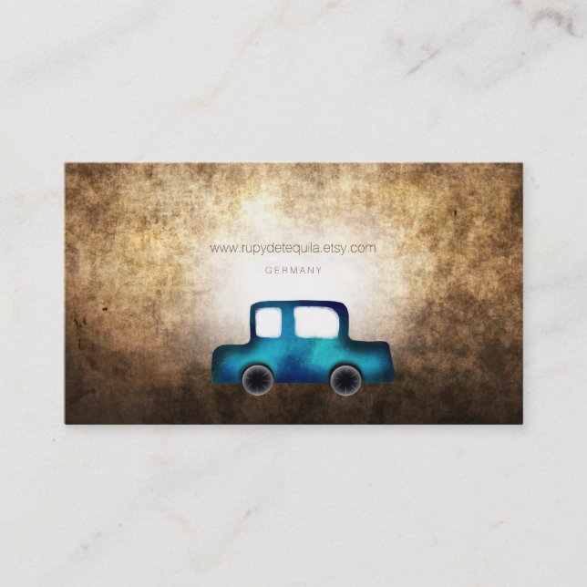 Tarjetas de presentación Grunge Azul Auto (Anverso)