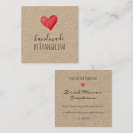 Tarjetas de Presentación Hechas a Mano, Corazón Ro